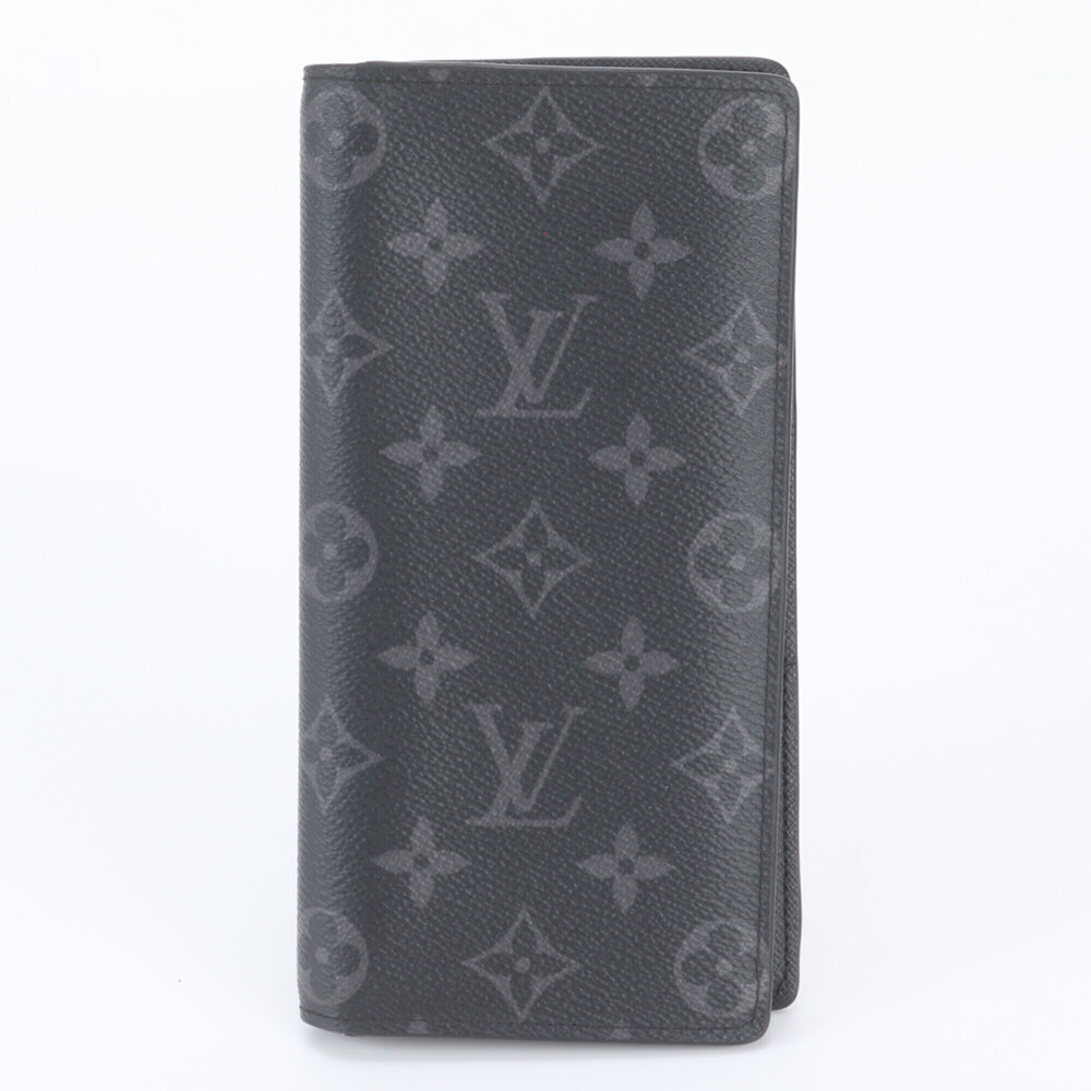 Louis Vuitton Monogram Eclipse Portefeuille Brazza M61697 Leather Long Wallet...